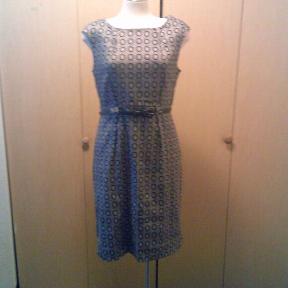 Soho Printed Blue Belted Dress Size 10 - Picture 2 of 5